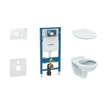 Tualetes poda komplekts Geberit Duofix  rāmis ar Alpha Rimless podu ar SoftClose Vāku, Sigma01 Balta poga