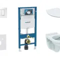 Tualetes poda komplekts Geberit Duofix rāmis ar Alpha Rimless podu ar SoftClose Vāku, Sigma30 Balta/Hromēta poga
