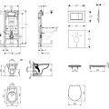 Tualetes poda komplekts Geberit Duofix rāmis ar Alpha Rimless podu ar SoftClose Vāku, Sigma30 Balta/Hromēta poga