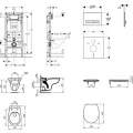 Tualetes poda komplekts Geberit Duofix  rāmis ar Villeroy & Boch Rimless podu ar SoftClose Vāku, Sigma50 Balta poga