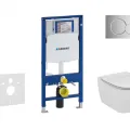 Tualetes poda komplekts Geberit Duofix rāmis ar Ideal Standard Tesi Aquablade Rimless podu ar SoftClose Vāku, Sigma01 Hromēta poga