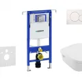 Tualetes poda komplekts Geberit Duofix rāmis ar Villeroy & Boch Rimless podu ar SoftClose Vāku, Sigma01 Balta poga