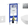 Tualetes poda komplekts Geberit Duofix rāmis ar Villeroy & Boch Rimless podu ar SoftClose Vāku, Sigma01 Matēta Hroma poga