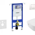 Tualetes poda komplekts Geberit Duofix rāmis ar Villeroy & Boch Rimless podu ar SoftClose Vāku, Sigma30 Balta/Hromēta poga