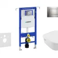 Tualetes poda komplekts Geberit Duofix rāmis ar Villeroy & Boch Rimless podu ar SoftClose Vāku, Sigma30 Hromētu poga