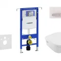 Tualetes poda komplekts Geberit Duofix rāmis ar Villeroy & Boch Rimless podu ar SoftClose Vāku, Sigma50 Balta poga