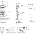 Tualetes poda komplekts Geberit Duofix rāmis ar Villeroy & Boch Rimless podu ar SoftClose Vāku, Sigma50 Balta poga