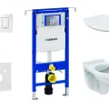Tualetes poda komplekts Geberit Duofix  rāmis ar Alpha Rimless podu ar SoftClose Vāku, Sigma30 Balta/Hromēta poga
