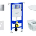 Tualetes poda komplekts Geberit Duofix rāmis ar Alpha Rimless podu ar SoftClose Vāku, Sigma30 hromēta poga