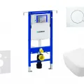 Tualetes poda komplekts Geberit Duofix rāmis ar Villeroy & Boch podu, SoftClose vāku, ar Baltu pogu Sigma01 pogu