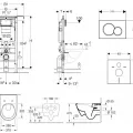 Tualetes poda komplekts Geberit Duofix rāmis ar Villeroy & Boch podu, SoftClose vāku, ar Baltu pogu Sigma01 pogu