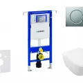 Tualetes poda komplekts Geberit Duofix rāmis ar Villeroy & Boch podu, SoftClose vāku, ar Matētu Hroma pogu Sigma01 pogu