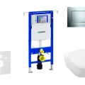 Tualetes poda komplekts Geberit Duofix rāmis ar Villeroy & Boch podu, SoftClose vāku, ar Matētu/Hromētu pogu Sigma30 pogu