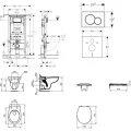 Tualetes poda komplekts Geberit Duofix rāmis ar Alpha Rimless podu ar SoftClose Vāku, Sigma01 Matēta Hroma poga