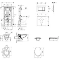 Tualetes poda komplekts Geberit Duofix rāmis ar Alpha Rimless podu ar SoftClose Vāku, Sigma30 Hromēta poga