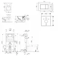 Tualetes poda komplekts Kielle Genesis rāmis ar Villeroy & Boch Subway podu, SoftClose vāku, ar Melnu Gemini IIIL pogu 11AK5104