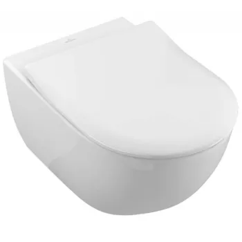 Tualetes poda komplekts Kielle Genesis rāmis ar Villeroy & Boch Subway podu, SoftClose vāku, ar Melnu Gemini II pogu 11AK5105