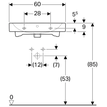 Vannas istabas izlietne Geberit iCon 60x49cm Balta 124063000 Vannas istabas izlietne Geberit iCon 60x49cm Balta 124063000