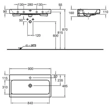 Vannas istabas izlietne Geberit iCon KeraTect 90x49cm Balta Vannas istabas izlietne Geberit iCon KeraTect 90x49cm Balta