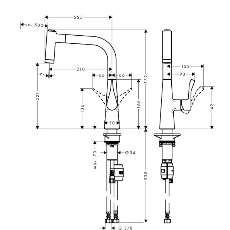 Virtuves maisītājs Hansgrohe Metris M71 izvelkams Hromēts 14834000