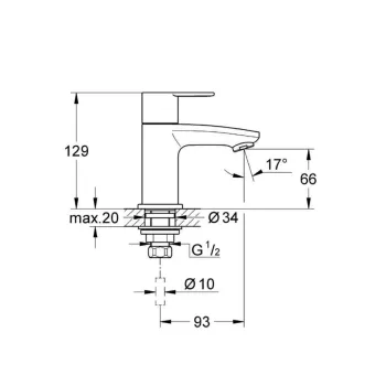Vannas istabas izlietnes maisītājs GROHE Eurosmart Cosmopolitan StarLight® apdare, Hromēts 23039002