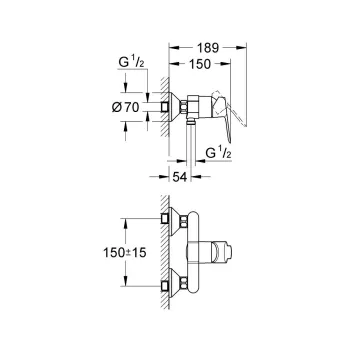 Dušas maisītājs Grohe BauEdge, hromēts 23333000 Dušas maisītājs Grohe BauEdge, hromēts 23333000