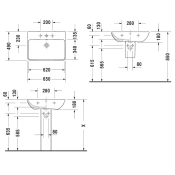 Vannas istabas izlietne Duravit ME by Starck WonderGliss 65x49cm, Balta