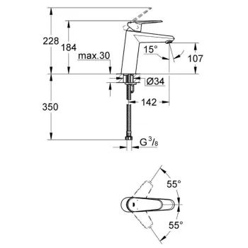 Vannas istabas izlietnes maisītājs GROHE Eurodisc Cosmopolitan M StarLight® apdare, Hromēts 23449002