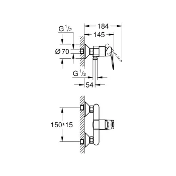 Dušas maisītājs Grohe BauLoop, hromēts 23634000 Dušas maisītājs Grohe BauLoop, hromēts 23634000