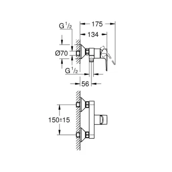 Dušas maisītājs Grohe BauLoop  StarLight® hromēta apdare 23634001 Dušas maisītājs Grohe BauLoop  StarLight® hromēta apdare 23634001