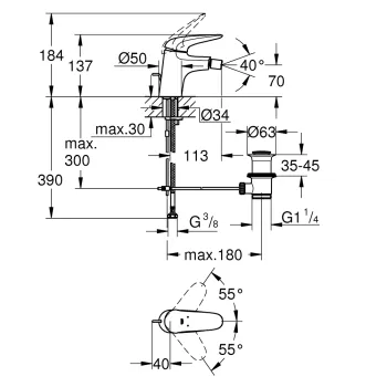 Bide maisītājs Grohe Eurostyle S-Size, hromēts 23720003