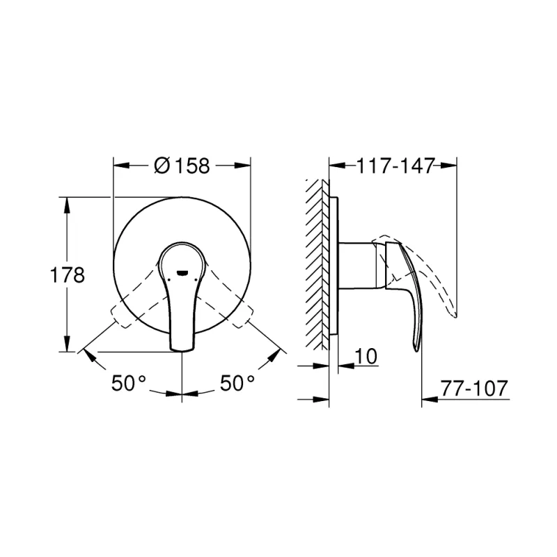 Dušas maisītājs Grohe Eurosmart iebūvējams, hromēts  24042002