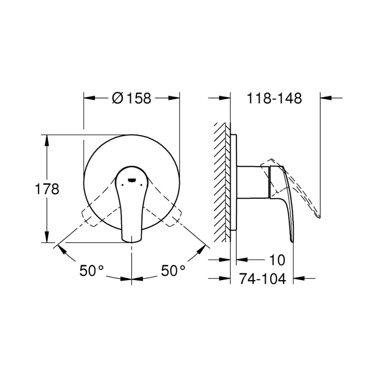 Dušas maisītājs Grohe Eurosmart iebūvējams, hromēts  24042003