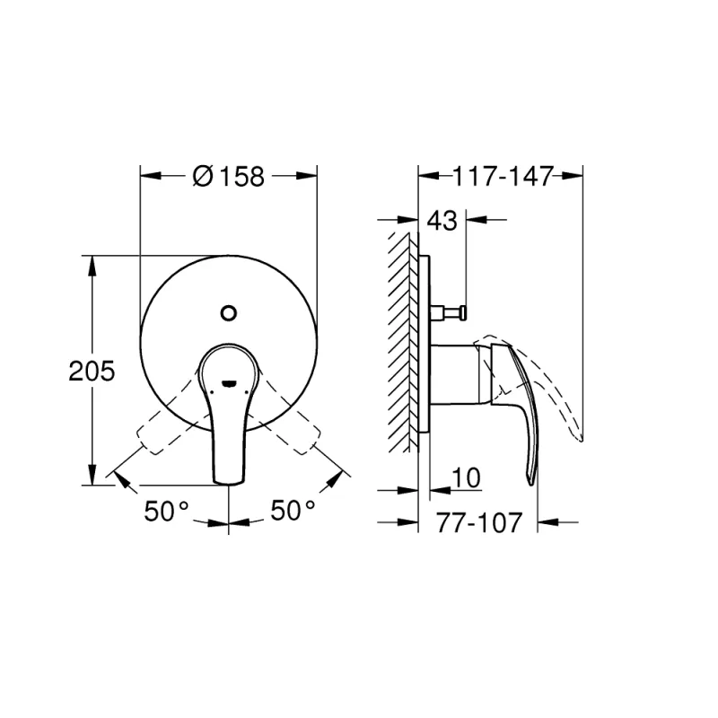 Dušas maisītājs Grohe Eurosmart iebūvējams 2 izvadi, hromēts  24043002