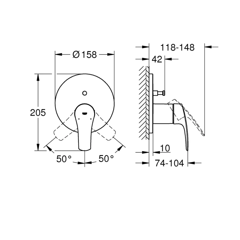 Vannas / Dušas maisītājs Grohe Eurosmart iebūvējams 2 izvadi  24043003