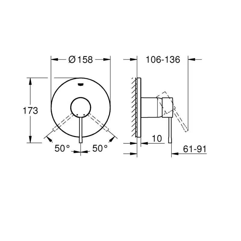 Vannas / Dušas maisītājs Grohe Essence iebūvējams, hromēts  24057001