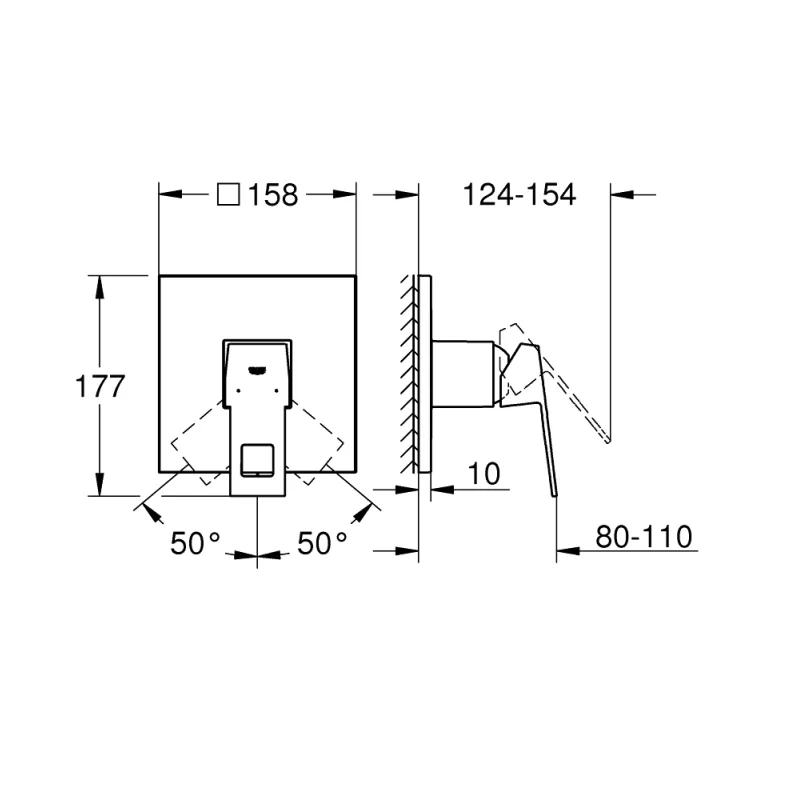 Dušas maisītājs Grohe Eurocube iebūvējams Hromēts 24061000
