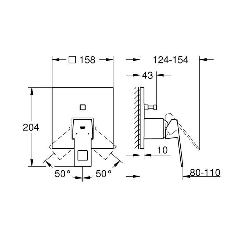 Vannas / Dušas maisītājs Grohe Eurocube iebūvējams, brushed Hard Graphite  24062AL0