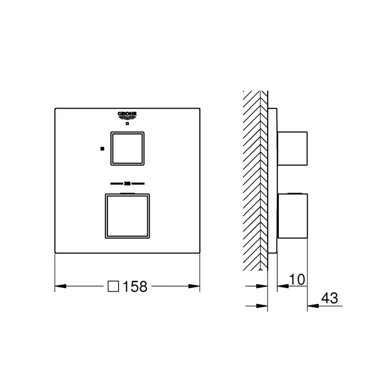 Vannas / Dušas maisītājs Grohe Grohtherm Cube iebūvējams, brushed Hard Graphite  24153AL0