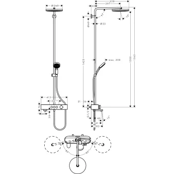 Dušas sistēma Hansgrohe Pulsify S Showerpipe 260 1jet ar termostatu 24230000 hromēts