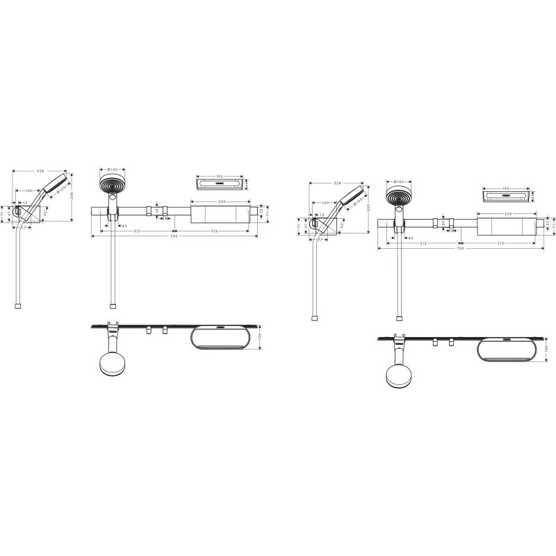 Dušas Komplekts Hansgrohe WallStoris Bundle hand shower 105 3jet Activation EcoSmart 24291670 Melns matēts