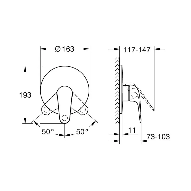 Dušas maisītājs Grohe Swift, Iebūvējs hromēts 24334001