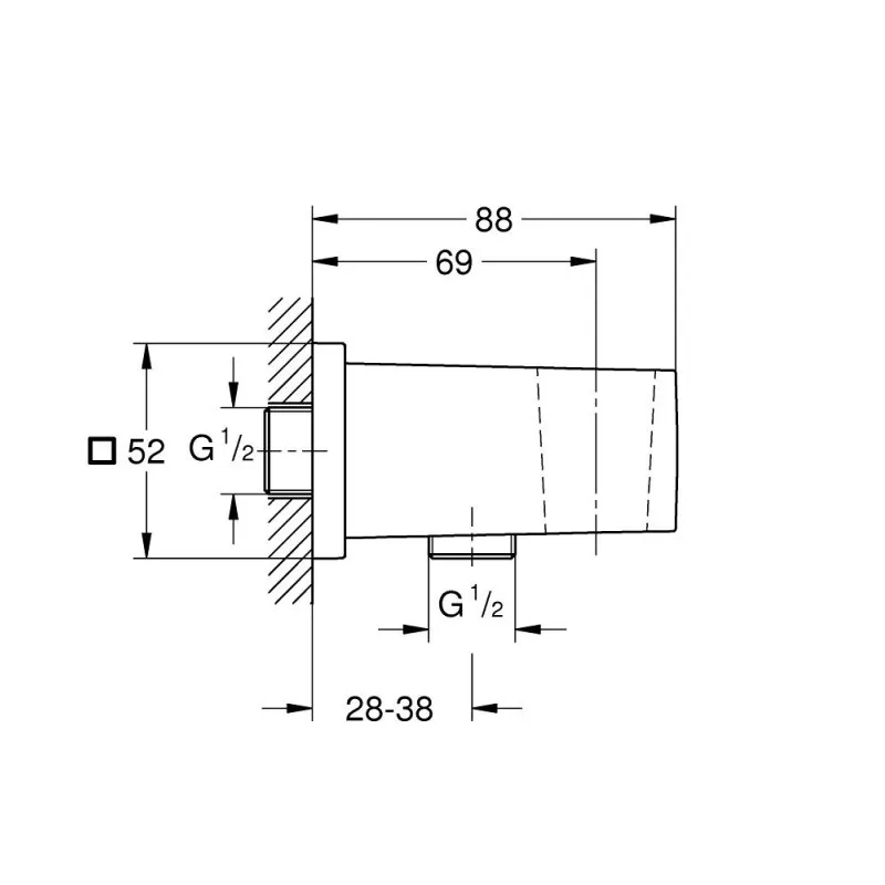 Dušas klausules turētājs / izvads GROHE Euphoria Cube PVD virsma, supersteel  26370DC0