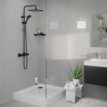 Dušas sistēma Hansgrohe Vernis Shape Showerpipe 240 1jet EcoSmart ar Termostatu 26429670 Melns Matēts