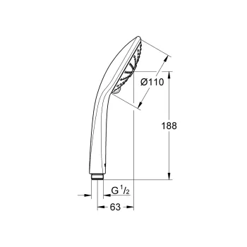 Dušas klausule GROHE Euphoria Massage 110, 3 režīmi EcoJoy 6,6 l/min StarLight apdare, Hromēta 26513000
