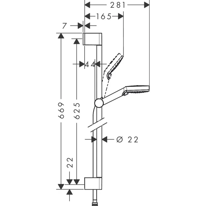 Dušas komplekts Hansgrohe  Crometta Vario 9l Unica Set 650mm 26534400 Balts / Hromēts