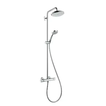 Dušas sistēma Hansgrohe Croma Showerpipe 220 1jet EcoSmart ar termostatu 27188000 Hromēta