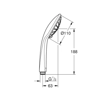 Dušas klausule GROHE Euphoria Massage 110, 3 režīmi StarLight® apdare, Hromēta 27239000