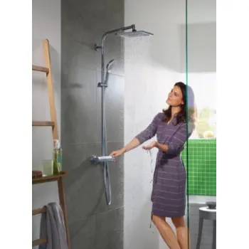 Dušas sistēma Hansgrohe Crometta E Showerpipe 240 1jet EcoSmart ar termostatu hromēts 27281000