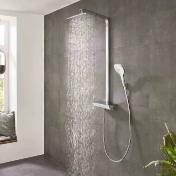Dušas sistēma Hansgrohe Raindance E Showerpipe 360 1jet EcoSmart 27286400 Balts / Hromēta